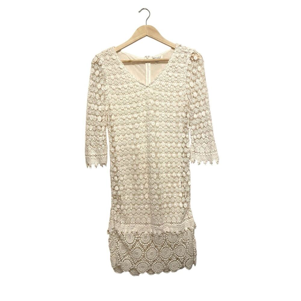 Velvet by Graham Spencer Crochet Mini Dress Women Size Small White Lace Boho